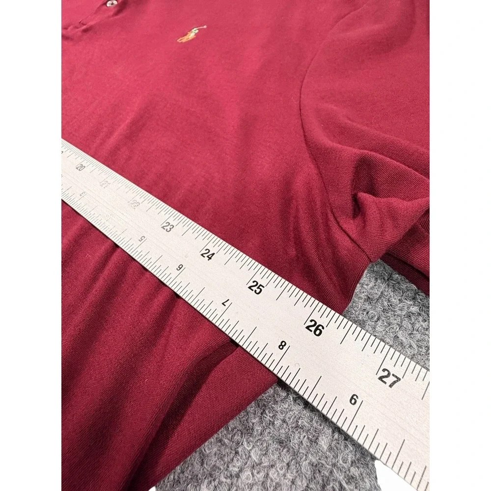Polo Ralph Lauren Classic Fit Long Sleeve Polo Shirt Burgundy Red XXL Cotton